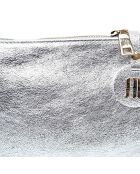 Sac bandoulière en Cuir argenté - 16x23x1 cm