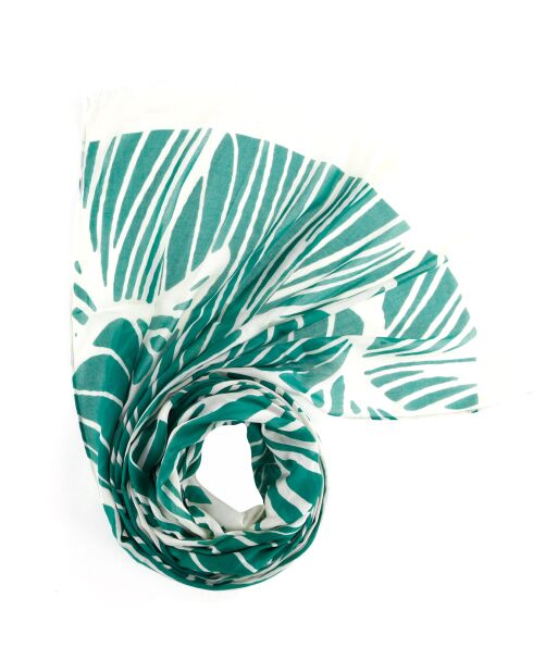 Foulard Claire imprimé troppical vert emeraude - 70x180 cm