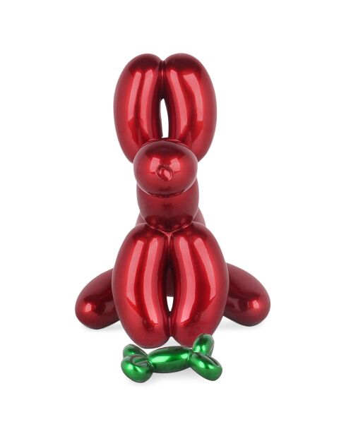 Sculpture en résine Chien Ballon Assis petit rouge - 28x18x30 cm