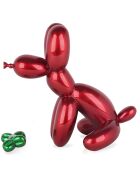 Sculpture en résine Chien Ballon Assis petit rouge - 28x18x30 cm