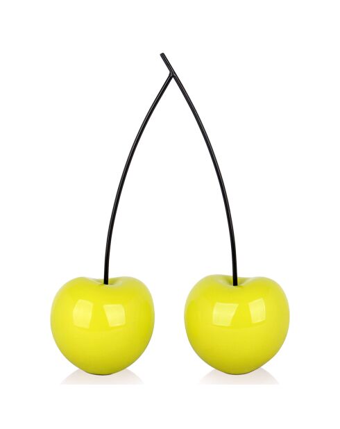 Sculpture en résine Cerises Doubles petit jaune - 43x29x11 cm