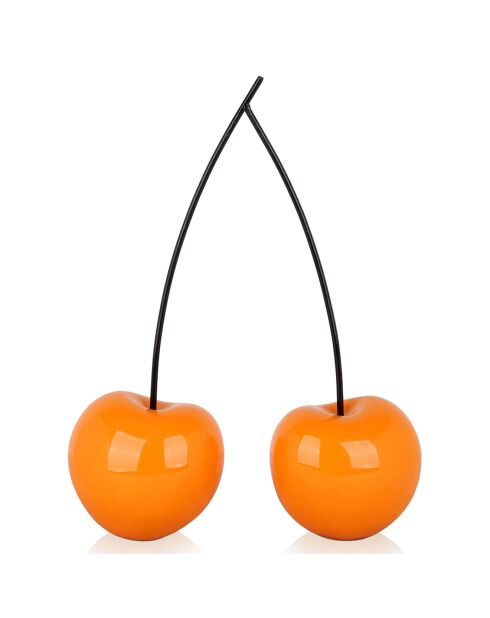 Sculpture en résine Cerises Doubles petit orange - 43x29x11 cm