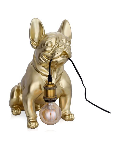 Lampe Bouledogue Français assis dorée - 40x23x41 cm