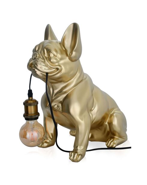 Lampe Bouledogue Français assis dorée - 40x23x41 cm