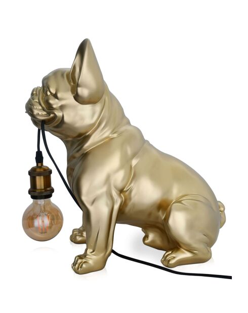 Lampe Bouledogue Français assis dorée - 40x23x41 cm