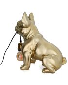 Lampe Bouledogue Français assis dorée - 40x23x41 cm