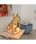 Lampe Bouledogue Français assis dorée - 40x23x41 cm