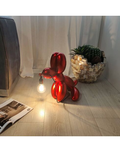 Lampe Chien Ballon Assis rouge - 46x31x50 cm