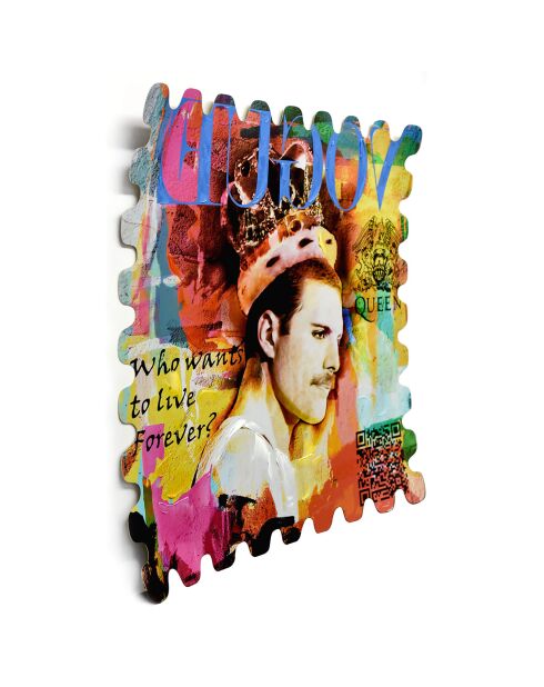 Tableau Hommage à Freddie Mercury multicolore - 90x90 cm