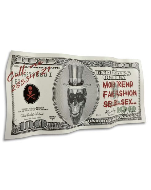 Tableau Dollar Oncle Tom Tête de Mort gris - 40x93 cm