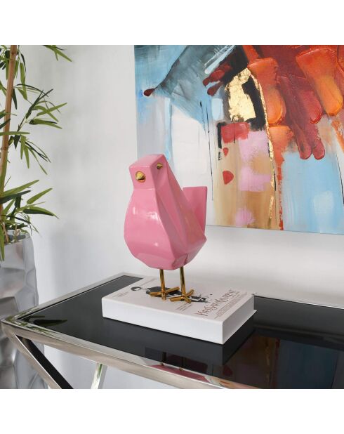 Sculpture en résine Oiseau rose - 30x11x21 cm