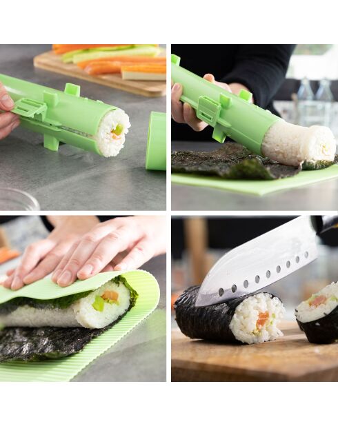 Set de sushi avec recettes Suzooka vert - 3 pièces