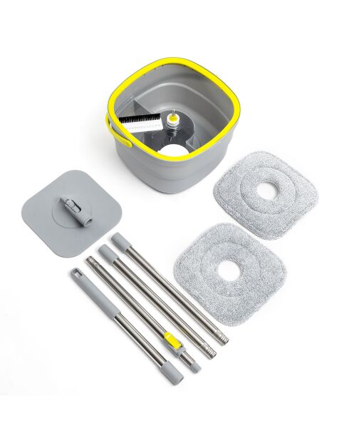 Serpillère rotative autonettoyante et seau séparateur Selimop gris/jaune - 30x18x29.5 cm
