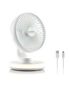 Ventilateur de bureau rechargeable avec LED FanLed blanc - 4W