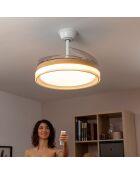 Ventilateur de plafond avec lumière LED et 4 pales rétractables Blalefan blanc/bois - 72W