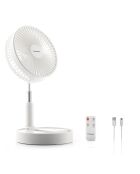 Ventilateur rechargeable pliable 3 en 1 Fandle blanc - 7200 mAh