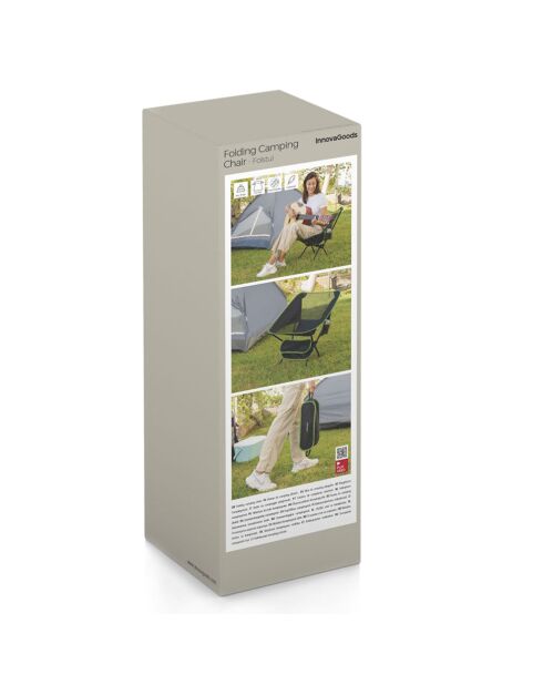 Sedia da campeggio pieghevole Folstul nera/verde - 58x64x52,5 cm
