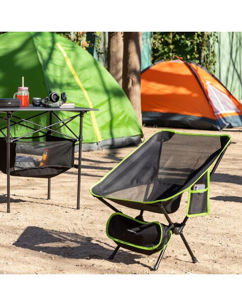 Silla de camping plegable Folstul negro/verde - 58x64x52,5 cm