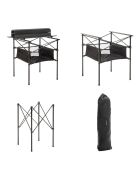 Table de camping pliante avec panier et housse Folble noire - 70x70x69 cm