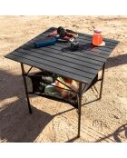 Table de camping pliante avec panier et housse Folble noire - 70x70x69 cm