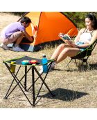 Table de camping pliable en tissu avec housse Cafolby noir/vert - 48x48x48 cm