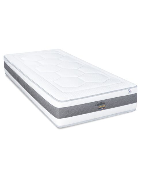 Matelas à mémoire de forme et mousse Sublime blanc/gris - 90x190 cm