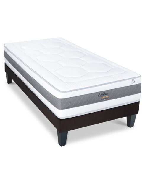 Ensemble matelas Sublime & sommier blanc/gris/noir - 90x190 cm