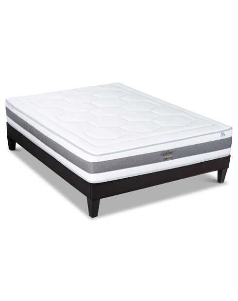 Ensemble matelas Sublime & sommier blanc/gris/noir - 160x200 cm