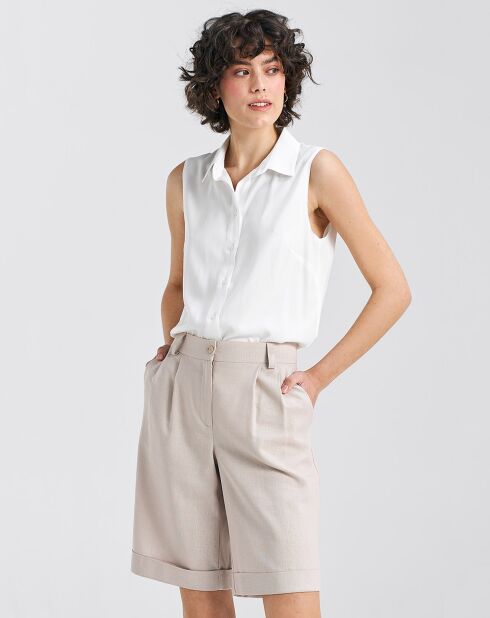 Marineblaue ecrufarbene Bluse