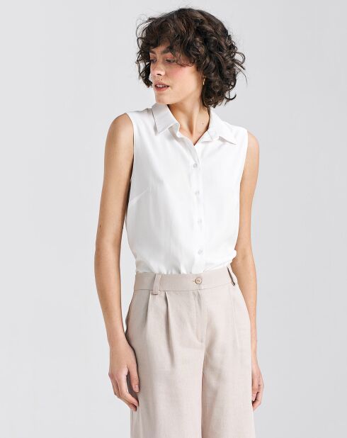 Marineblaue ecrufarbene Bluse