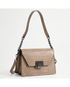 Sac bandoulière en Cuir Lya taupe  - 22x14x10  cm