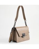 Sac bandoulière en Cuir Lya taupe  - 22x14x10  cm