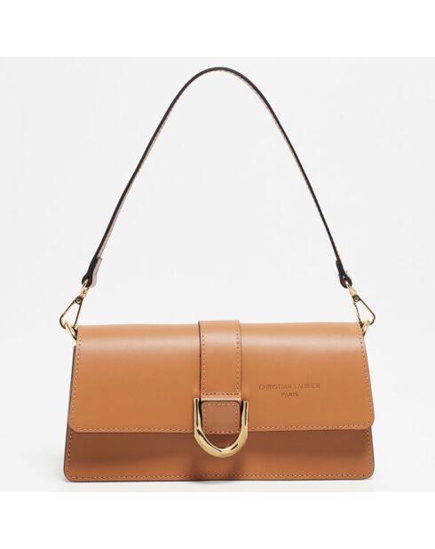 Sac porté épaule en Cuir Hazel camel - 24.5x12.5x5 cm