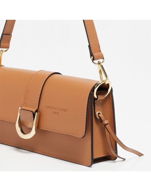 Sac porté épaule en Cuir Hazel camel - 24.5x12.5x5 cm