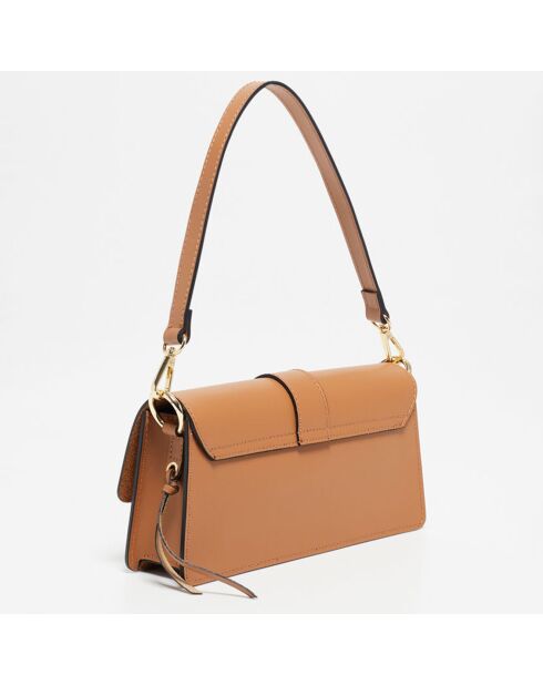 Sac porté épaule en Cuir Hazel camel - 24.5x12.5x5 cm