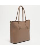 Sac à main en Cuir Mary taupe  - 29x34x12.5 cm