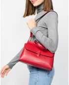 Sac bandoulière en Cuir Ciara bordeaux - 27x19x9 cm