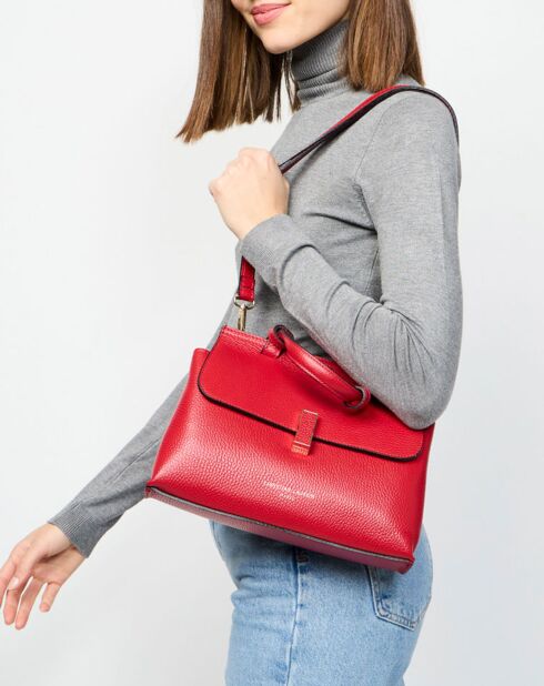 Sac bandoulière en Cuir Ciara bordeaux - 27x19x9 cm