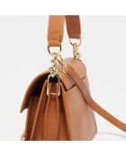 Sac bandoulière en Cuir Adriana camel - 21.5x16x10 cm