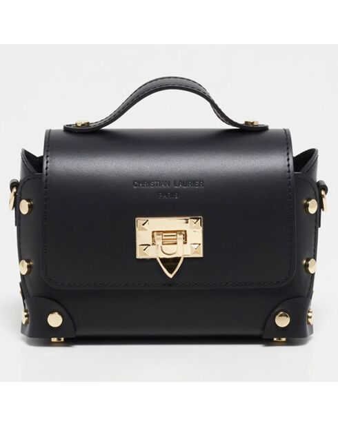 Mila schwarze Schultertasche aus Leder - 21x15x11 cm