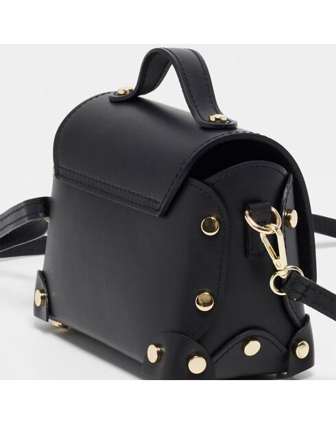 Mila schwarze Schultertasche aus Leder - 21x15x11 cm