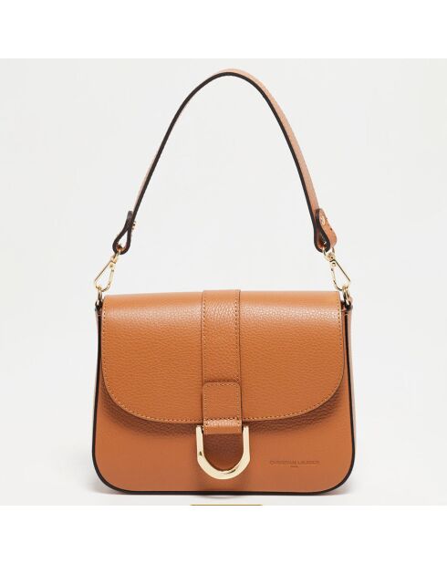Sac bandoulière en Cuir Nael camel - 23.5x17x8 cm