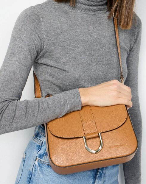 Sac bandoulière en Cuir Nael camel - 23.5x17x8 cm
