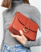 Sac bandoulière en Cuir Nael rouge brique - 23.5x17x8 cm