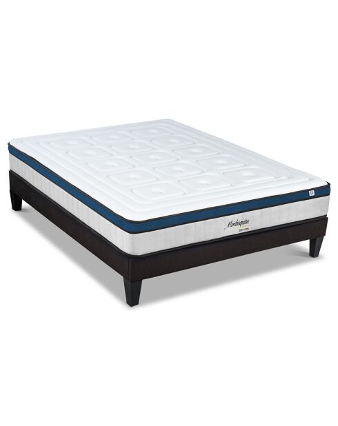Ensemble matelas Montesquieu & sommier blanc/bleu/noir - 140x190 cm