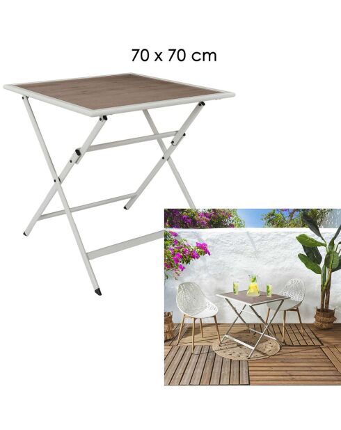 Table en métal beige - 70x71x70 cm