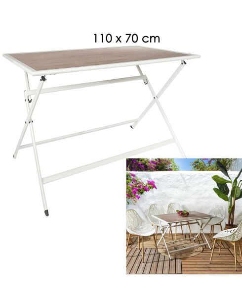 Table en métal beige - 110x71x70 cm