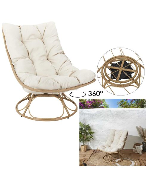 Fauteuil Petra beige - 74x88x96 cm