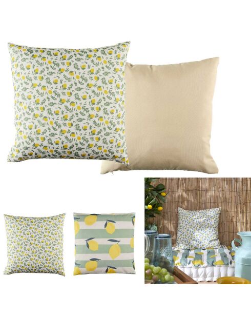 Coussin déperlant Citrons coloris aléatoire - 40x40 cm