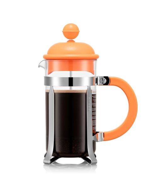 Cafetière à piston & 3 tasses monture métallique Caffettiera orange - 0.35L